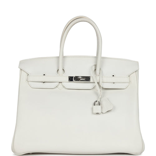 Pre-owned Hermes Birkin 35 White Swift Palladium Hardware