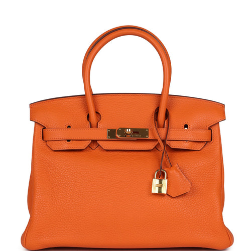 Pre-owned Hermes Birkin 30 Orange Togo Gold Hardware