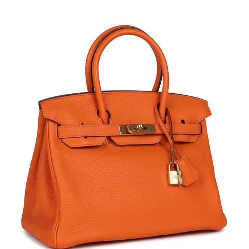 Pre-owned Hermes Birkin 30 Orange Togo Gold Hardware