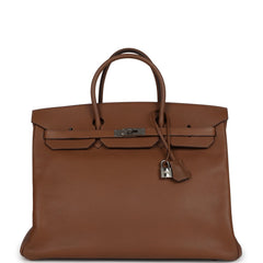 Pre-owned Hermes Birkin 40 Alezan Vache Trekking Palladium Hardware front
