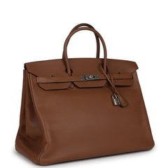 Pre-owned Hermes Birkin 40 Alezan Vache Trekking Palladium Hardware side