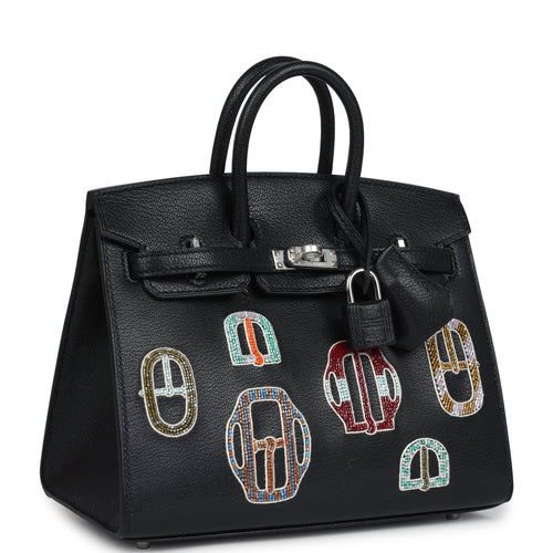 Hermes Birkin Sellier 20 “Bouclerie Moderne Casaque” Black Chevre Chamkila Palladium Hardware
