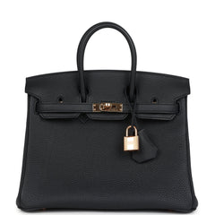 Pre-owned Hermes Birkin 25 Black Togo Rose Gold Hardware payment 2