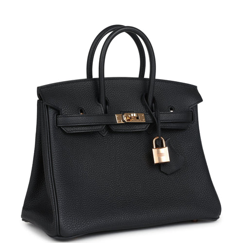 Pre-owned Hermes Birkin 25 Black Togo Rose Gold Hardware payment 2