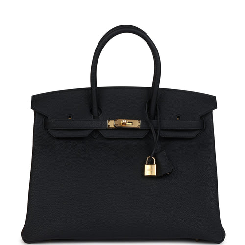 Pre-owned Hermes Birkin 35 Black Togo Gold Hardware