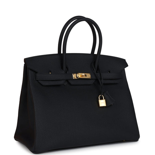 Pre-owned Hermes Birkin 35 Black Togo Gold Hardware
