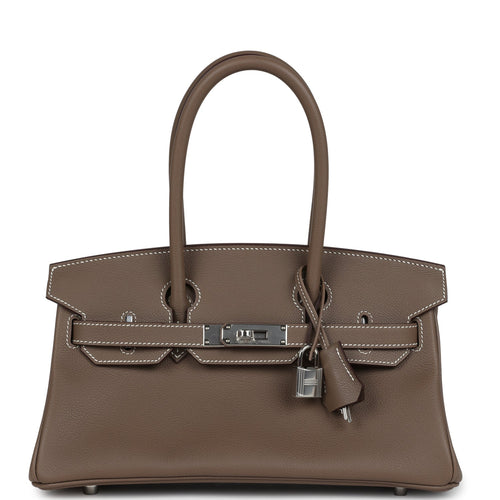 Hermes Shoulder Birkin Light 29 Etoupe Evercolor Palladium Hardware