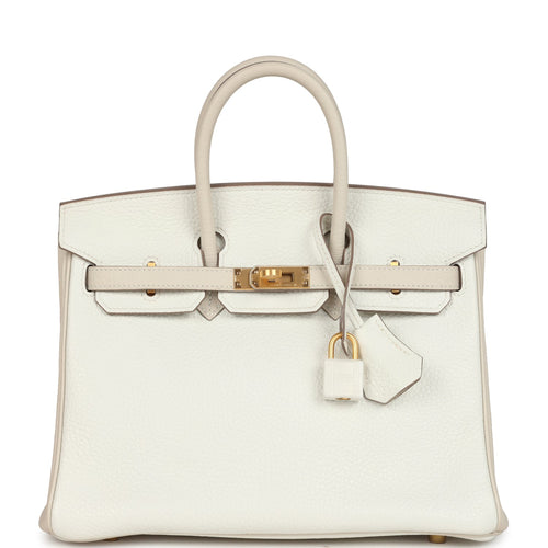 Hermes Special Order (HSS) Birkin 25 White and Trench Togo Brushed Gold Hardware