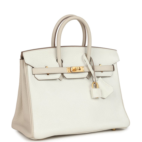 Hermes Special Order (HSS) Birkin 25 White and Trench Togo Brushed Gold Hardware