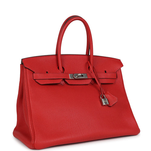 Pre-owned Hermes Birkin 35 Geranium Togo Palladium Hardware