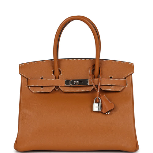 Pre-owned Hermes Birkin 30 Toffee Epsom Palladium Hardware