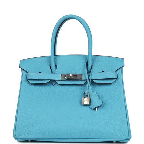 Pre-owned Hermes Birkin 30 Bleu du Nord Togo Palladium Hardware