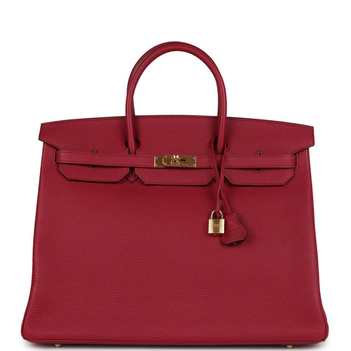 Pre-owned Hermes Birkin 40 Rubis Togo Gold Hardware
