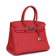 Pre-owned Hermes Birkin 30 Bougainvillea Clemence Palladium Hardware