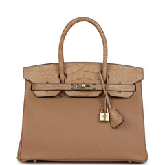 Hermes Birkin 30 Chai Matte Alligator and Togo Touch Permabrass Hardware