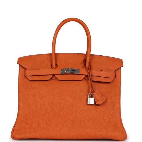 Pre-owned Hermes Birkin 35 Orange Togo Palladium Hardware
