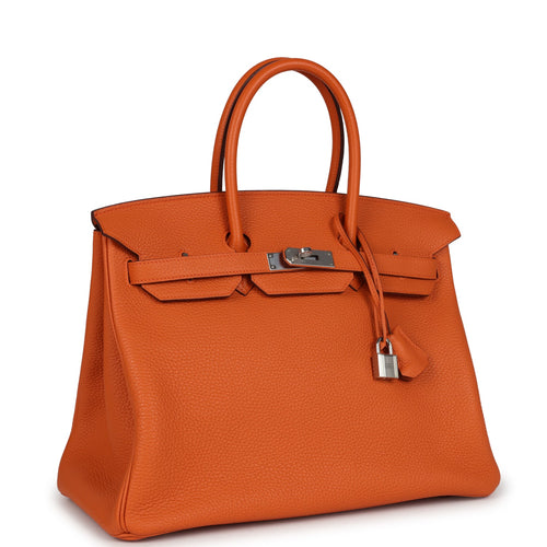 Pre-owned Hermes Birkin 35 Orange Togo Palladium Hardware