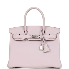 Hermes Birkin 30 Mauve Pale Clemence Palladium Hardware