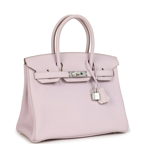 Hermes Birkin 30 Mauve Pale Clemence Palladium Hardware