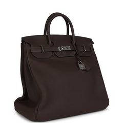 Pre-owned Hermes HAC Birkin 40 Ecorce Togo Palladium Hardware side 1