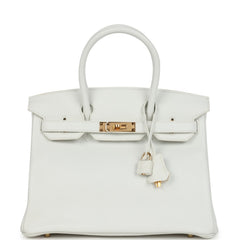 Pre-owned Hermes Birkin 30 White Clemence Gold Hardware