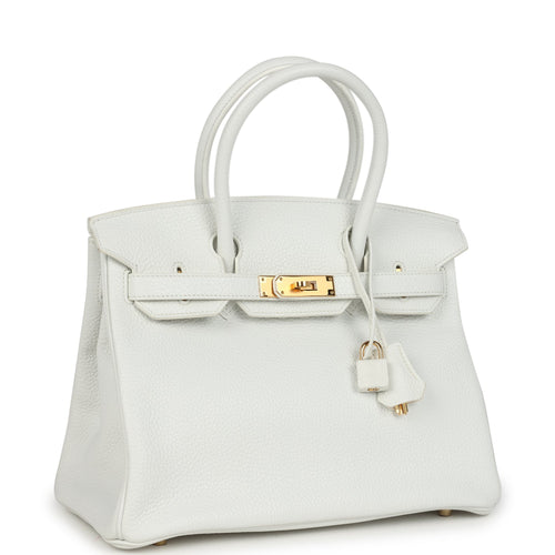 Pre-owned Hermes Birkin 30 White Clemence Gold Hardware