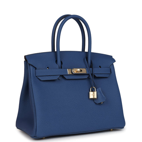 Hermes Birkin 30 Bleu Tie Togo Permabrass Hardware