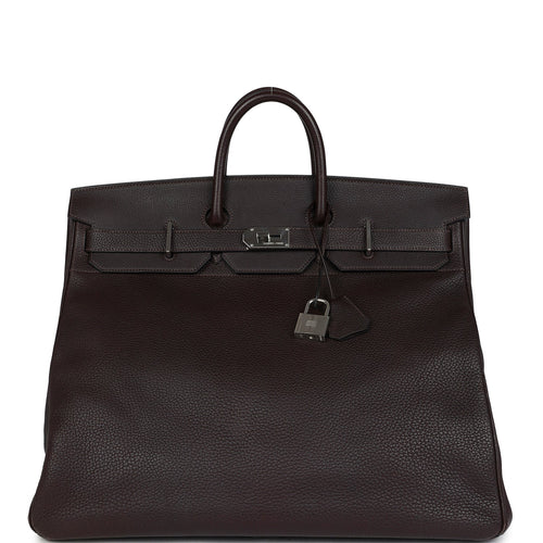 Vintage Hermes Birkin HAC 50 Maroon Fonce Fjord Palladium Hardware