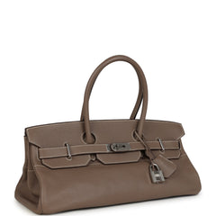 Pre-owned Hermes Shoulder Birkin 42 JPG Etoupe Clemence Palladium Hardware