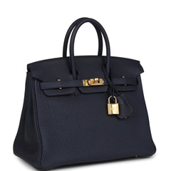 Hermes Birkin 25 Bleu Nuit Togo Gold Hardware