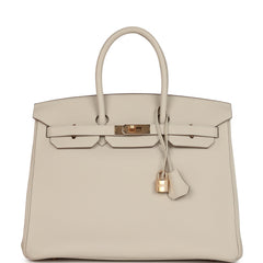 Hermes Birkin 35 Craie Togo Rose Gold Hardware