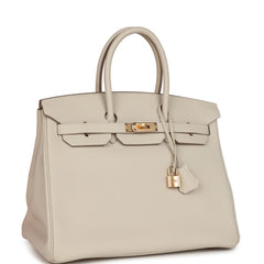 Hermes Birkin 35 Craie Togo Rose Gold Hardware