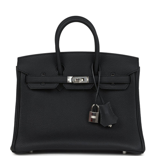 Pre-owned Hermes Birkin 25 Black Togo Palladium Hardware