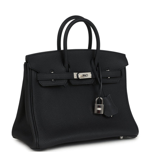 Pre-owned Hermes Birkin 25 Black Togo Palladium Hardware