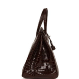 Pre-owned Hermes Birkin 35 Havane Shiny Porosus Crocodile Palladium Hardware