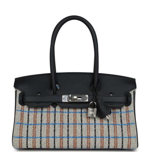 Hermes Shoulder Birkin Light 29 Multicolor Toile and Black Swift Palladium Hardware