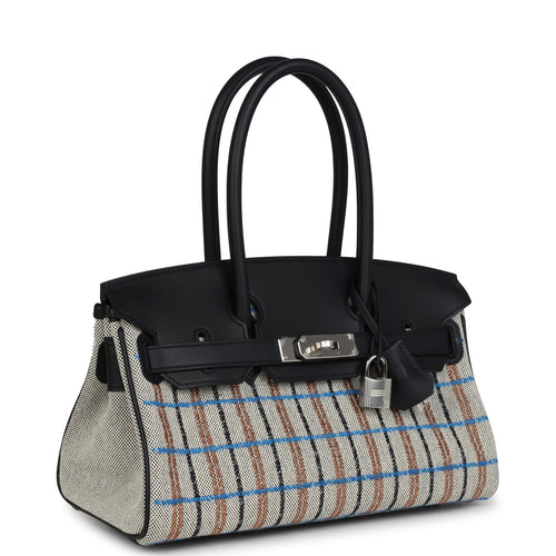 Hermes Shoulder Birkin Light 29 Multicolor Toile and Black Swift Palladium Hardware