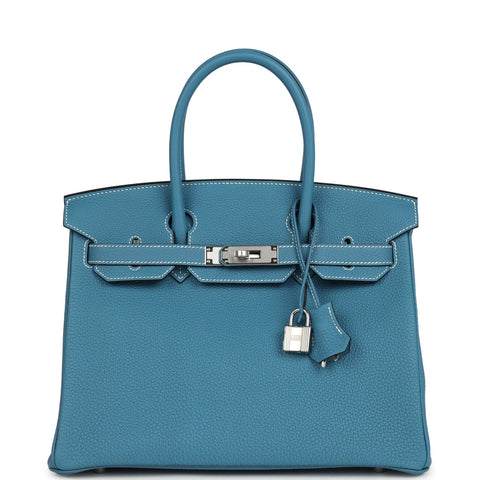 Hermes Birkin 30 Blue Jean Togo Palladium Hardware