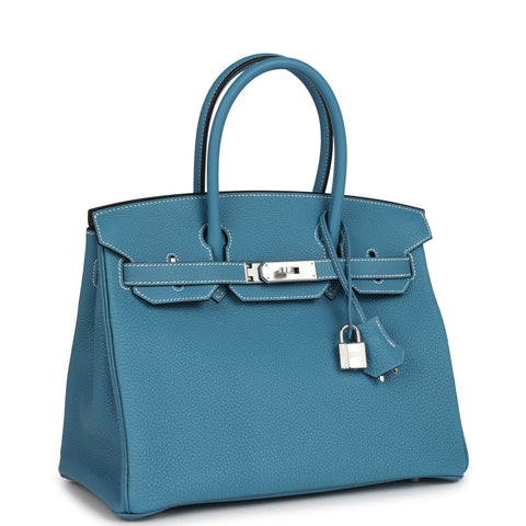 Hermes Birkin 30 Blue Jean Togo Palladium Hardware
