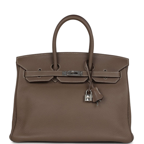 Pre-owned Hermes Birkin 35 Etoupe Togo Palladium Hardware