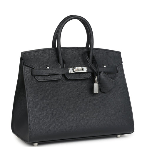Hermes Birkin Sellier 25 Black Epsom Palladium Hardware