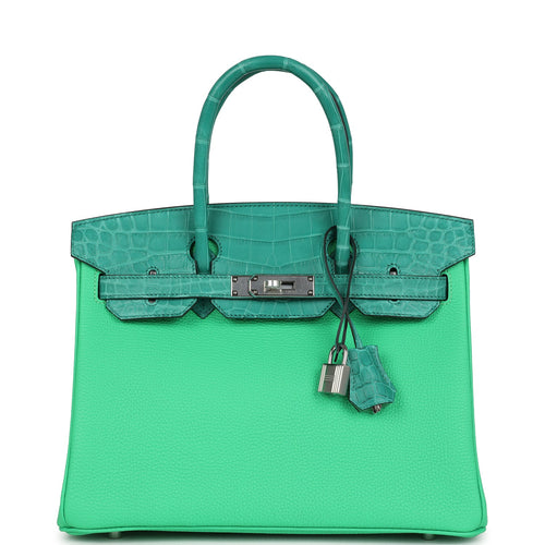 Hermes Birkin 30 Vert Comics Togo and Vert Jade Niloticus Crocodile Touch Palladium Hardware