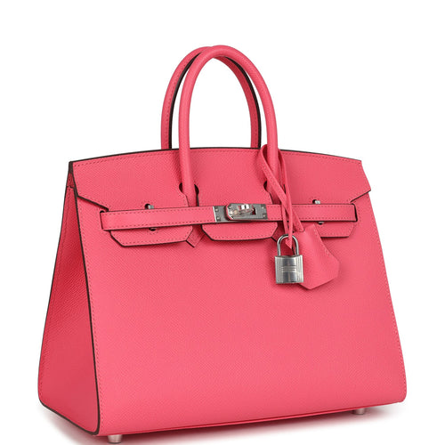 Hermes Birkin Sellier 25 Rose Azalee Epsom Palladium Hardware