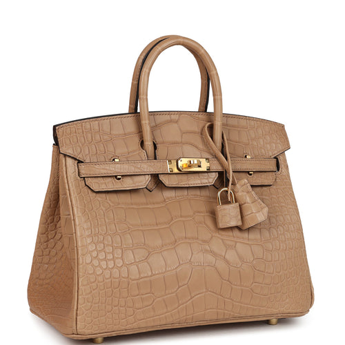 Hermes Birkin 25 Chai Matte Alligator Gold Hardware