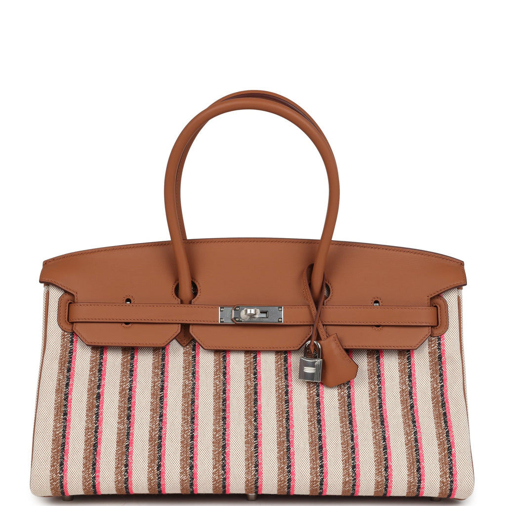 Hermes Shoulder Birkin Light 39 Multicolor Toile and Gold Swift Pallad