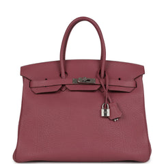 Pre-owned Hermes Birkin 35 Bois De Rose Fjord Palladium Hardware