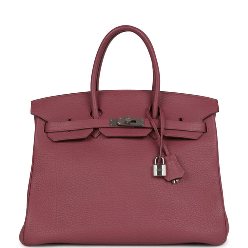 Pre-owned Hermes Birkin 35 Bois De Rose Fjord Palladium Hardware