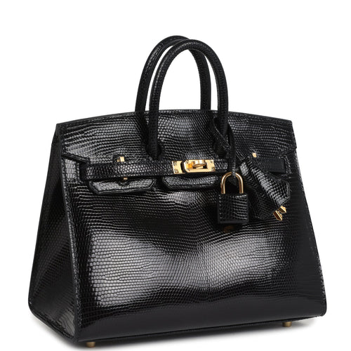 Hermes Birkin Sellier 20 Black Varanus Niloticus Lizard Gold Hardware