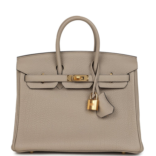 Hermes Birkin 25 Gris Tourterelle Togo Gold Hardware