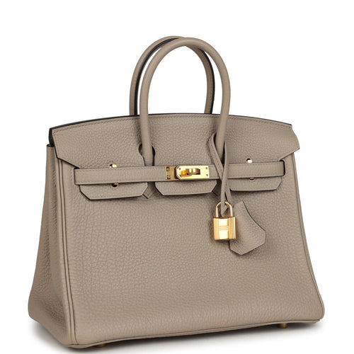 Hermes Birkin 25 Gris Tourterelle Togo Gold Hardware